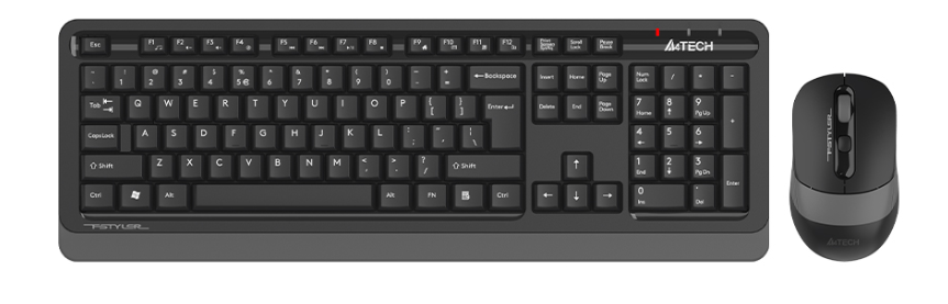 A4tech Fstyler Wireless Combo Set ( FGK10+FG10S Silent Click) Grey, US Layout DOT COMPUTERS