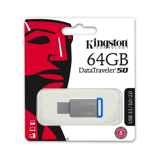 Kingston 64GB DataTraveler 50 USB 3.0 Flash Drive, Speed Up to 110MBs (DT5064GBFR)