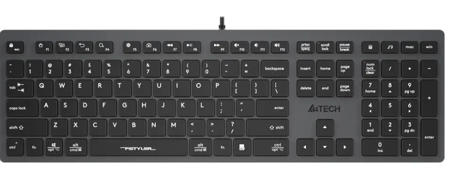 A4Tech Fstyler FX50 Low Profile Scissor Switch Wired Keyboard - Black, US Layout DOT COMPUTERS