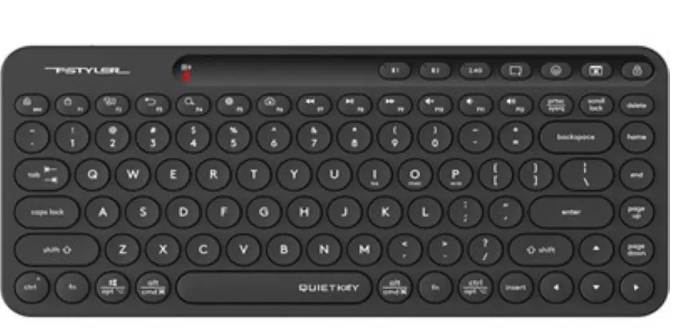 A4Tech Fstyler FBK36C AS Bluetooth & 2.4G Wireless Rechargeable Compact Keyboard - Black, US Layout DOT COMPUTERS