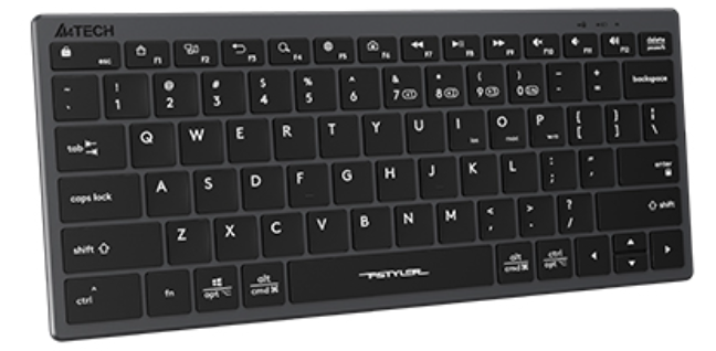 A4Tech Fstyler FBX51C Bluetooth & 2.4G Wireless Scissor Switch Compact Keyboard - Grey, Type-C Charging, US Layout DOT COMPUTERS