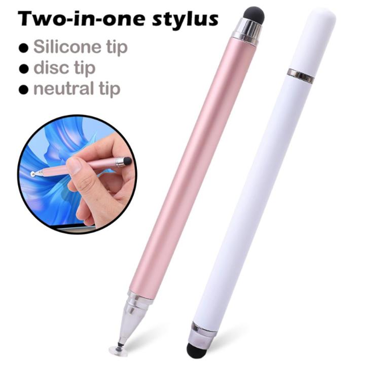 2 In 1 Stylish Universal Practical Dual-use Capacitive Tablet Stylus Pen Exquisite Double-headed Silicone Disc Drawing Tablet Phone Capacitor Pen