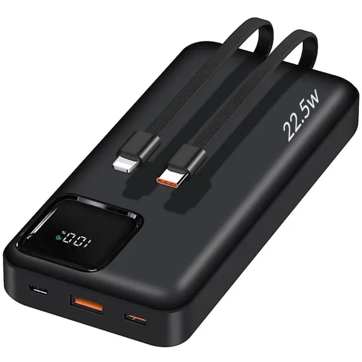 Akcome Super Fast Power Bank 20000mAh Quick Charge power bank built-in cables