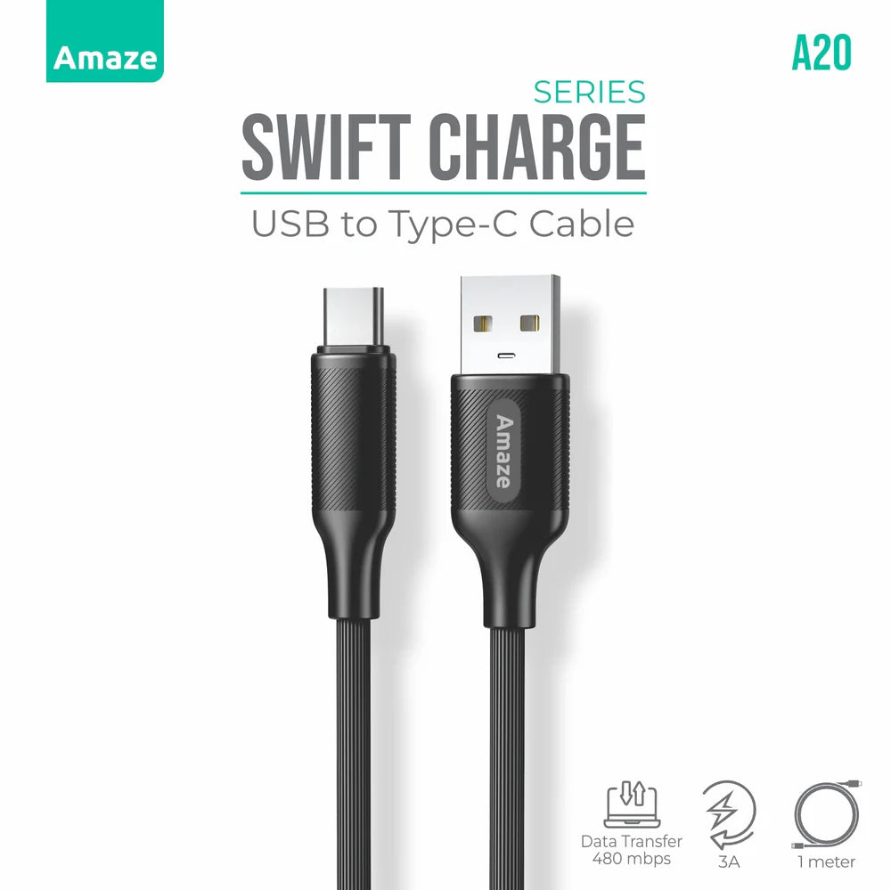 Amaze Swift Series USB to Type C Cable 3A 1m | A20