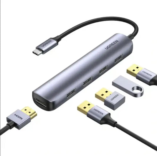 UGREEN 20197 USB C 5-in-1 Multiport Hub HDMI 4K@30Hz with 4 USB 3.0 Ports DOT COMPUTERS