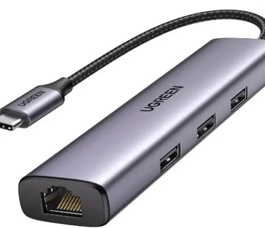 UGREEN 60600 USB C TO 3 PORT USB 3.0 HUB WITH GIGABIT ETHERNET DOT COMPUTERS