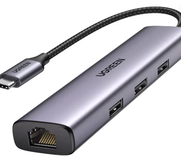 UGREEN 60600 USB C TO 3 PORT USB 3.0 HUB WITH GIGABIT ETHERNET