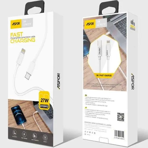 ASPOR A109PD 27W USB-C to Lightning Cable PD Fast Charger