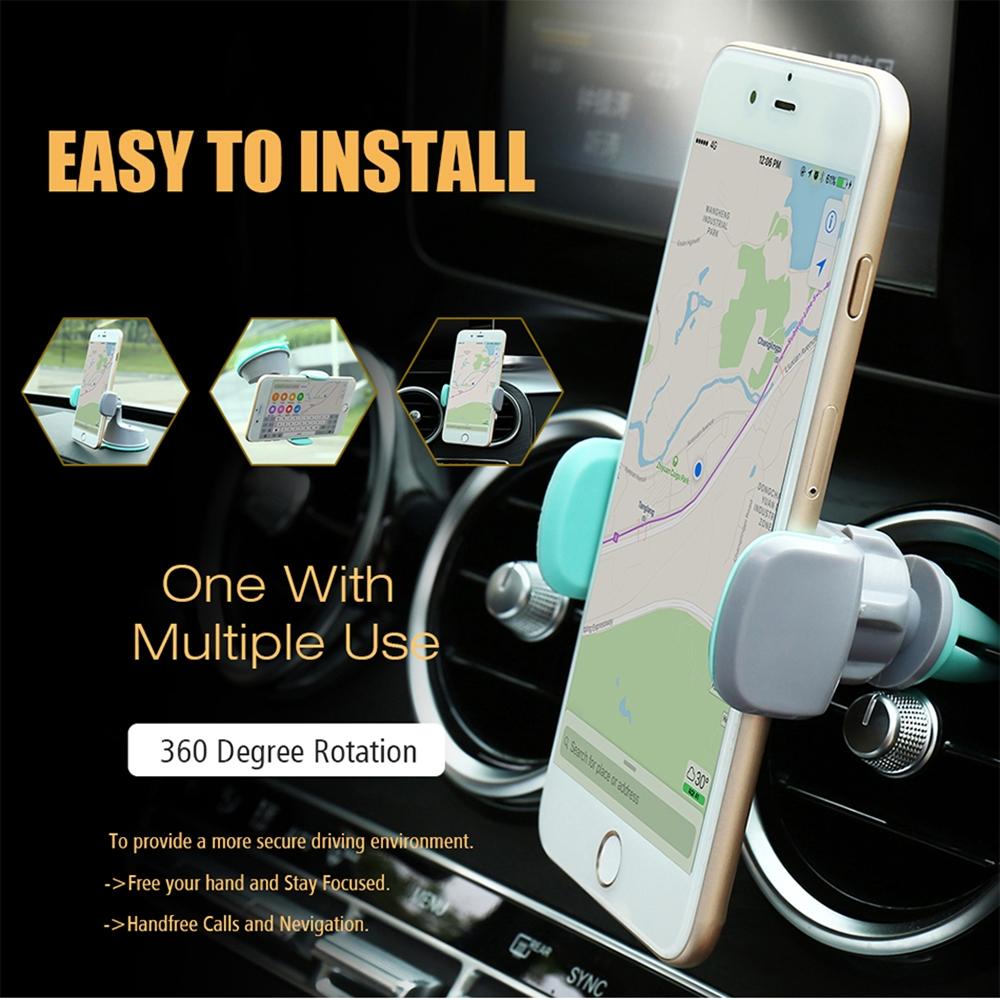 Universal Car Mobile Holder Mobile Holder For Car 3 in 1 Windshield Dashboard Air Vent Clip Compatible with Smartphones